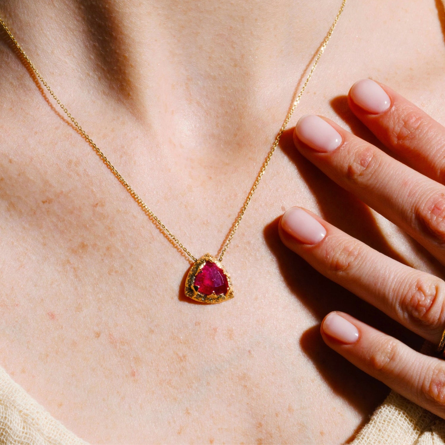 Mystic Trillion Necklace - Pink Tourmaline