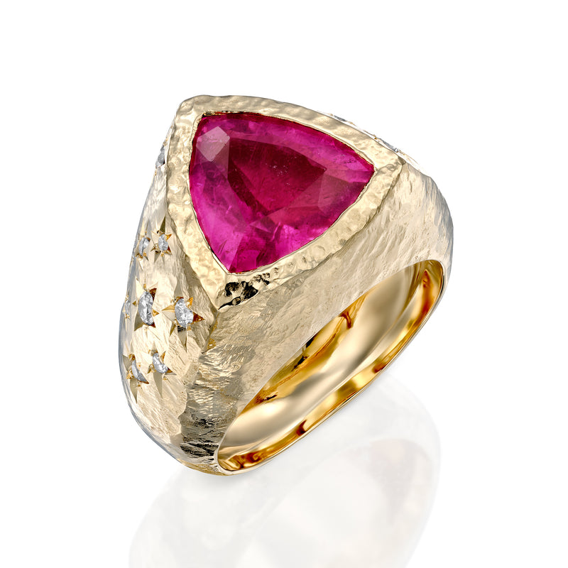 One of a kind Pink Tourmaline signet Ring