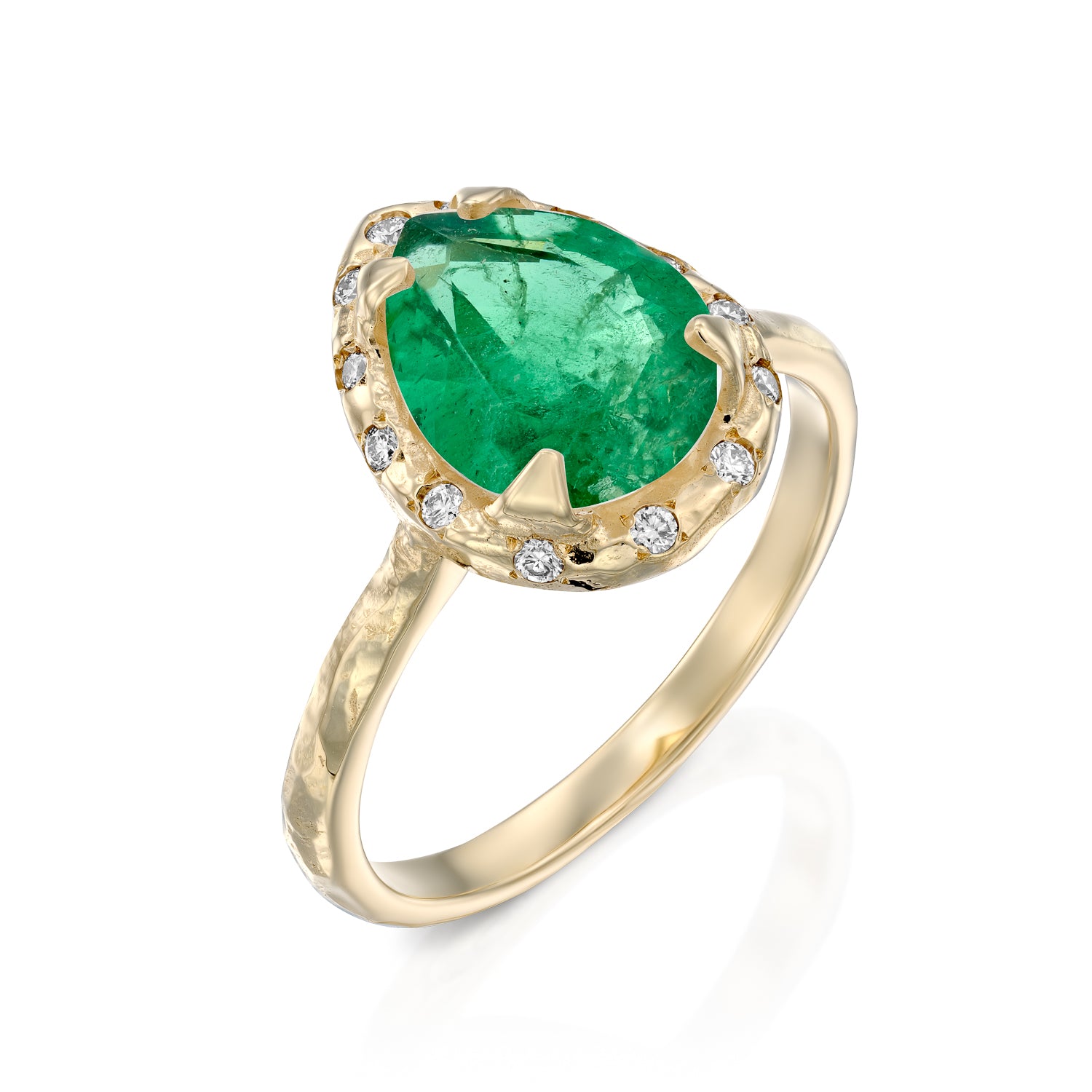 Mini Eden Ring &amp; diamonds - Emerald drop