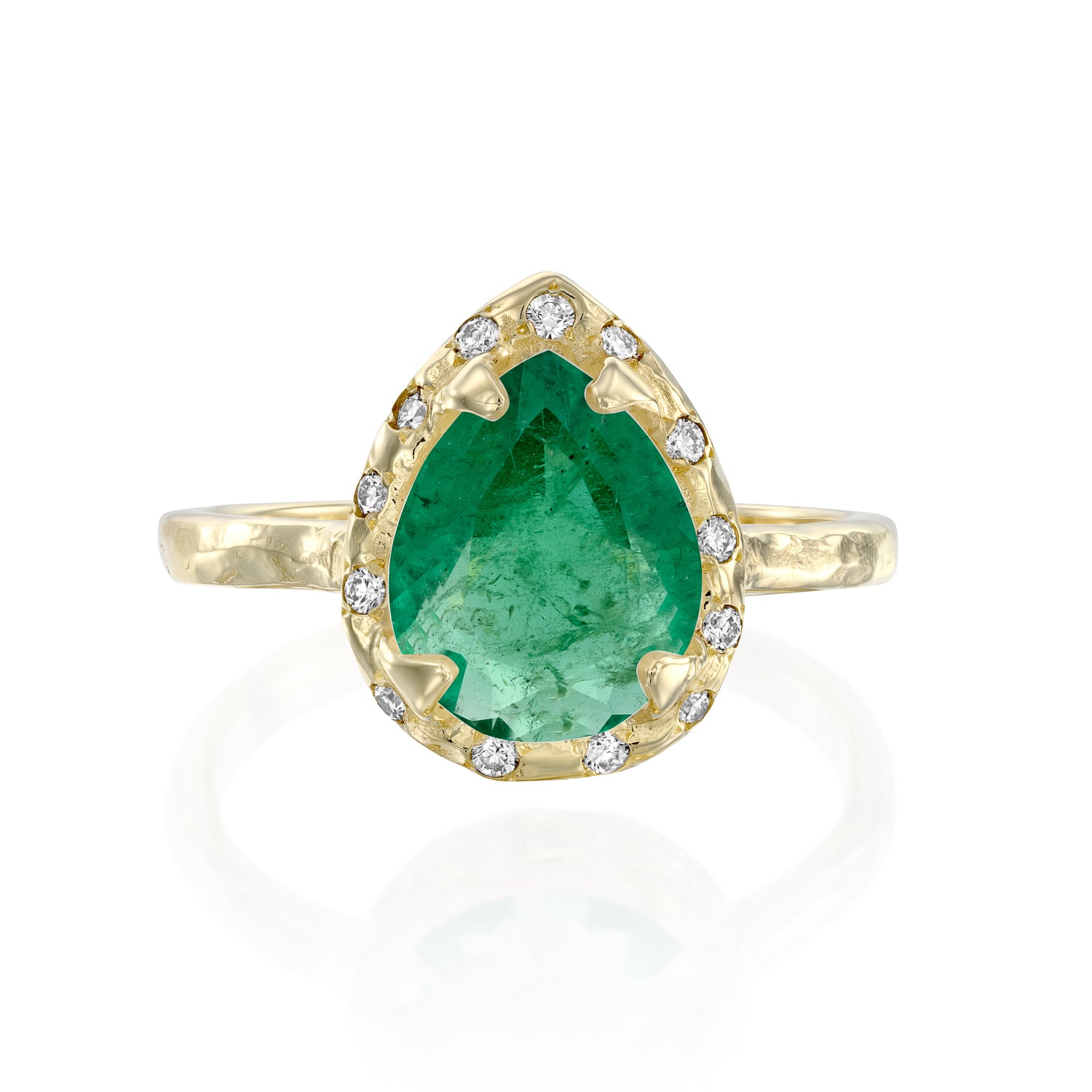 Mini Eden Ring &amp; diamonds - Emerald drop