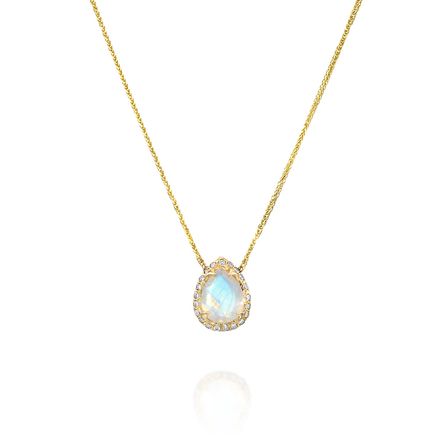 moonstone and diamonds pave necklace