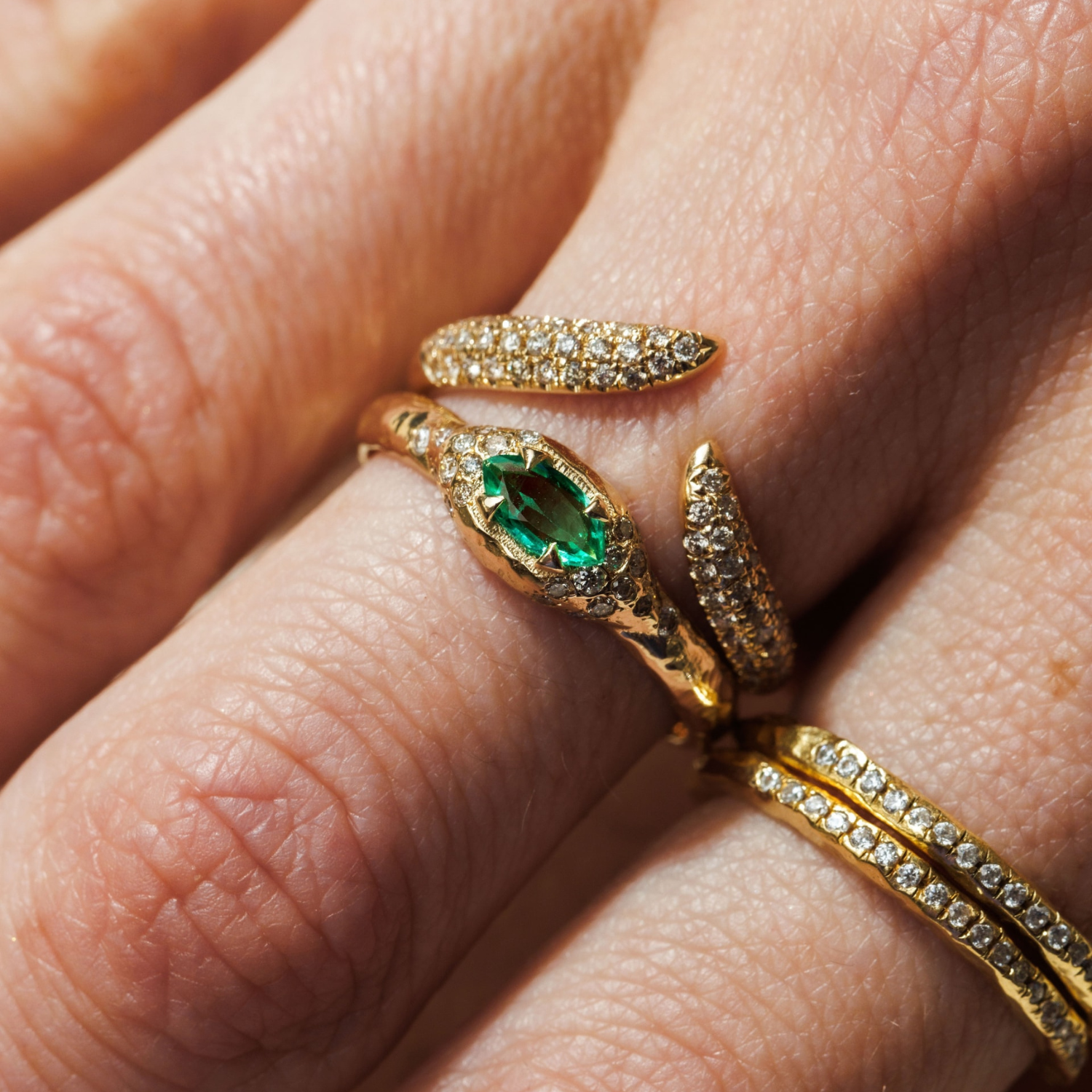 Mystic eden marquise &amp; diamonds Ring- Emerald