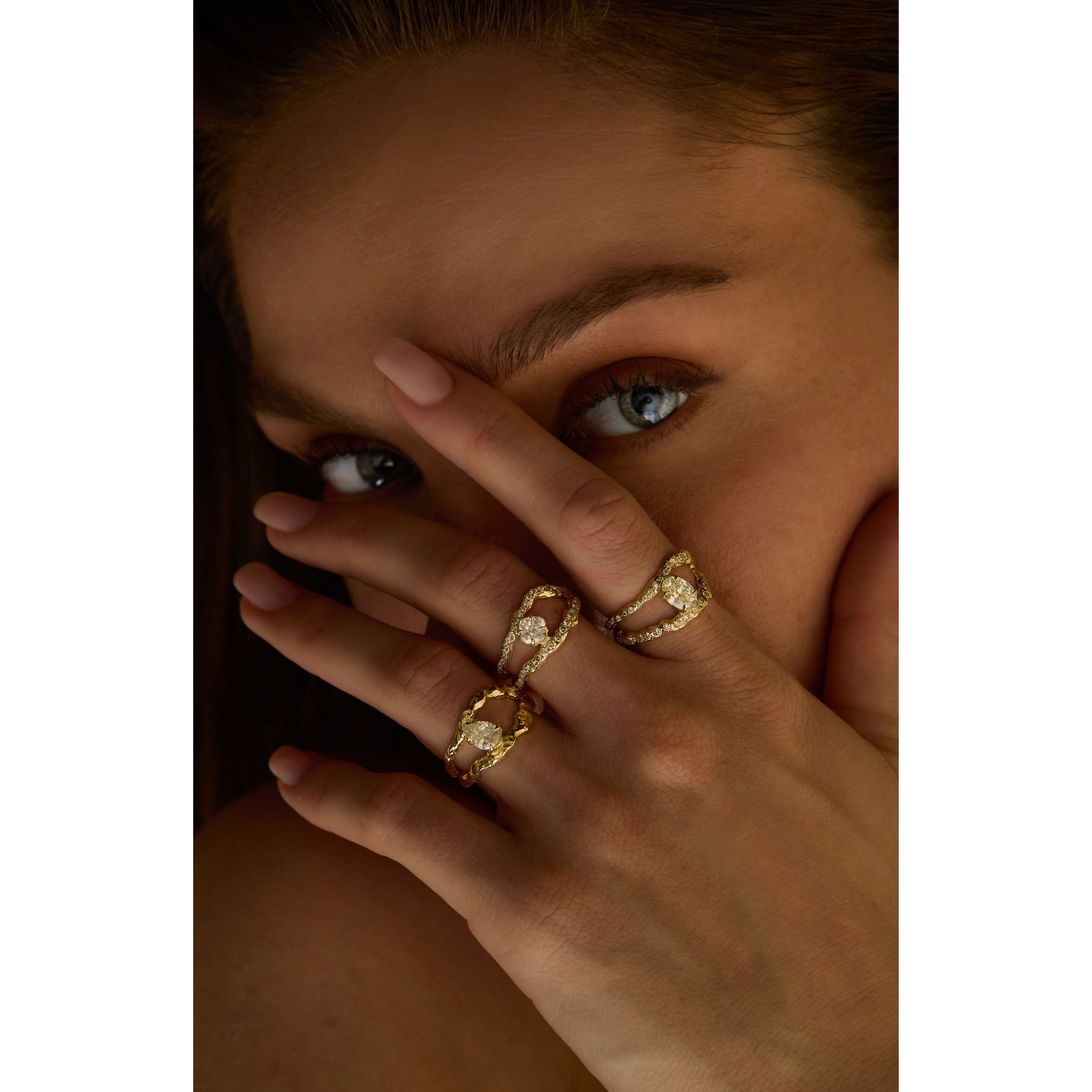 Adama Pear-cut Diamond Organic Split Band Engagement Ring in 14K Gold