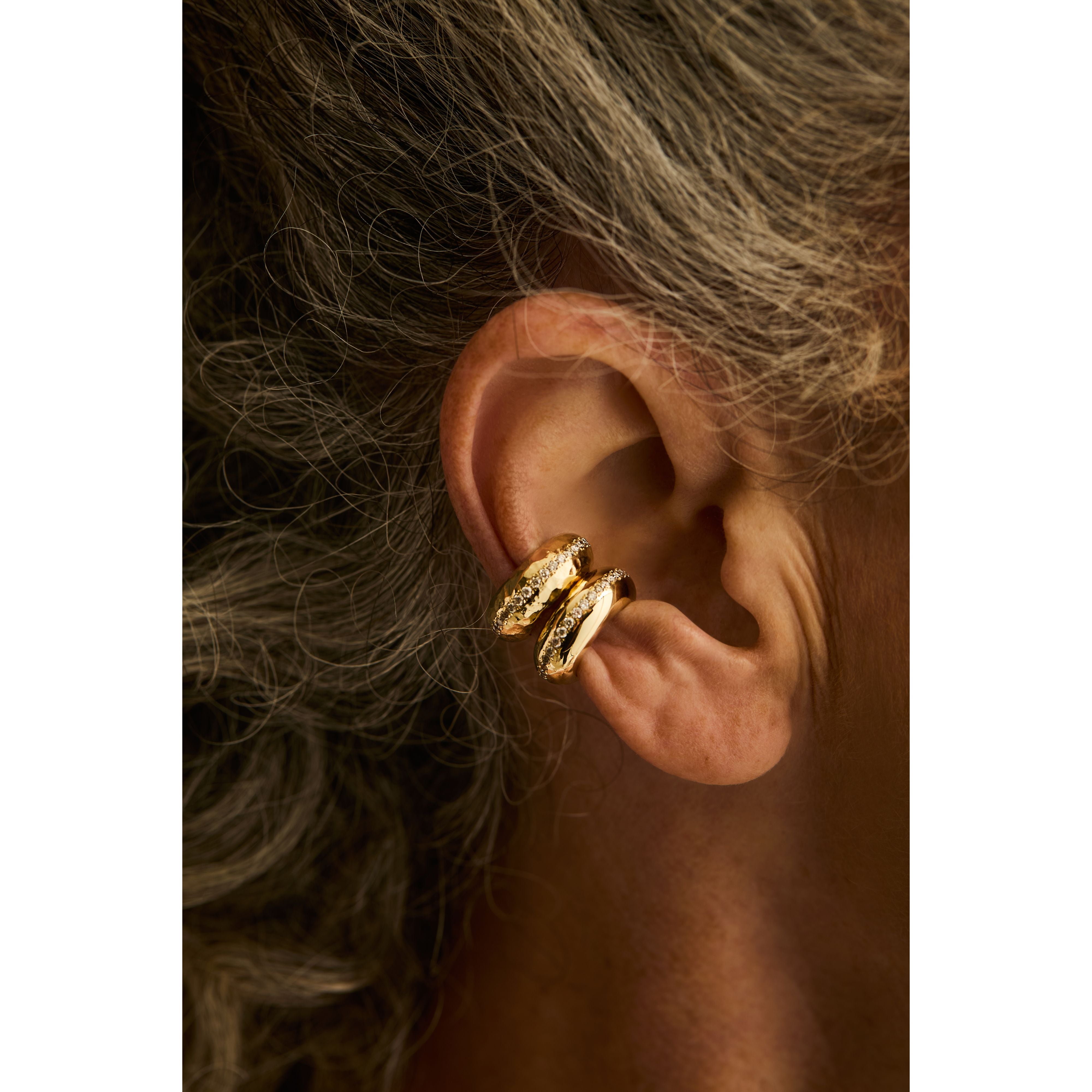 Diamond Pavé Dome Ear Cuff in 14K Yellow Gold