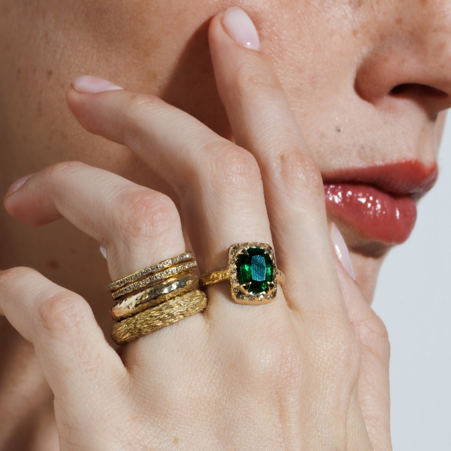 Cushion Ring- Emerald