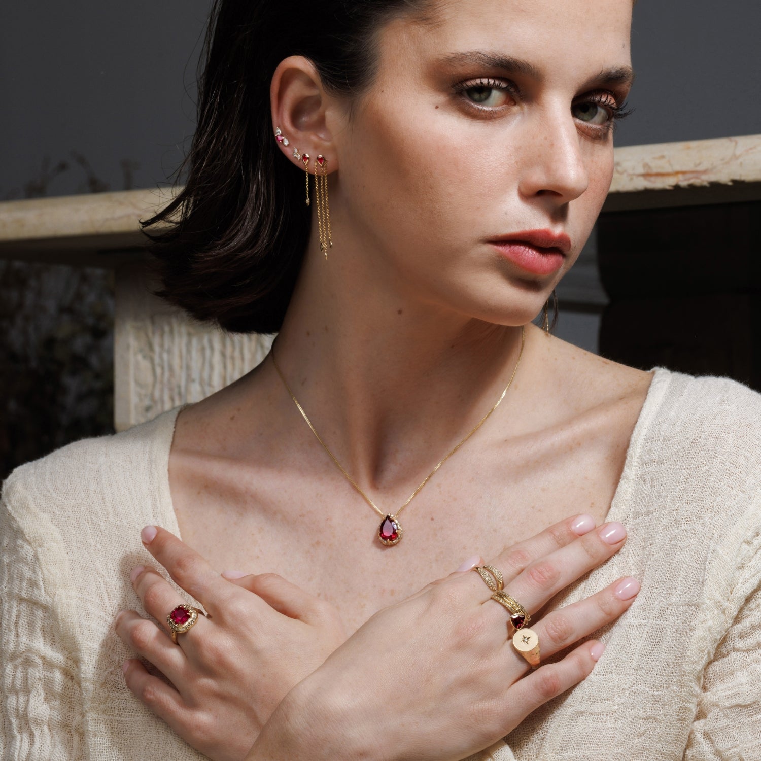 Danielle Ruby Long Luna Earring- Ruby – Danielle Gerber Fine Jewelry