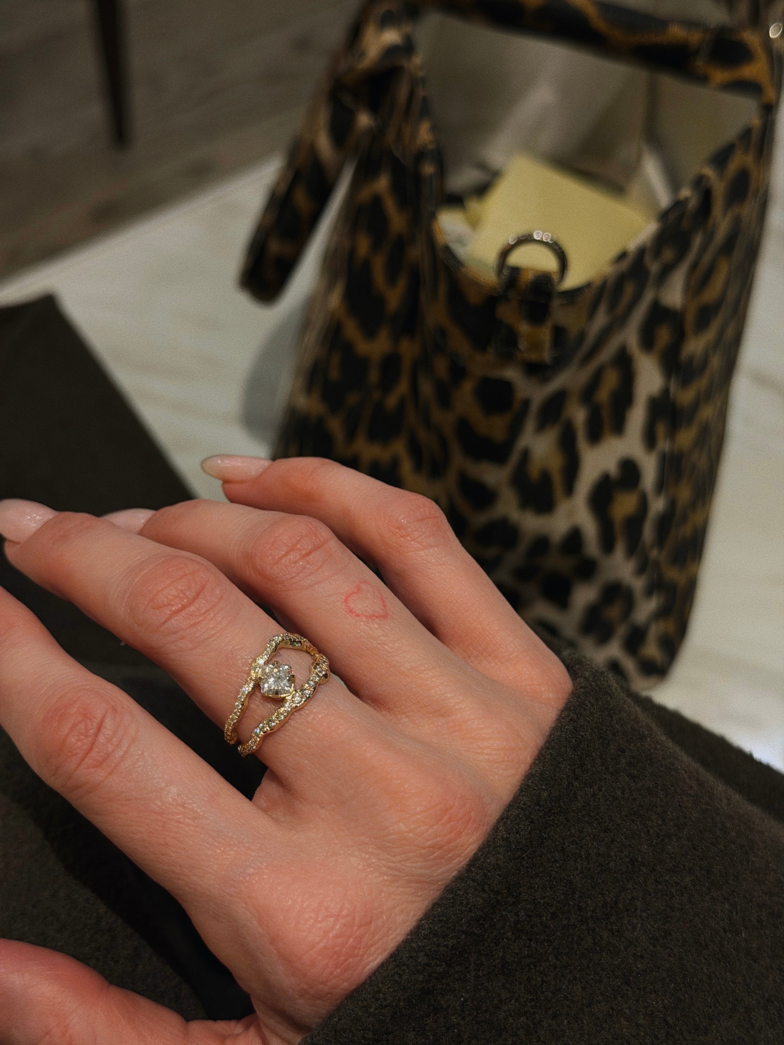 Adama Cushion-cut Diamond Organic Pave Split Band Engagement Ring