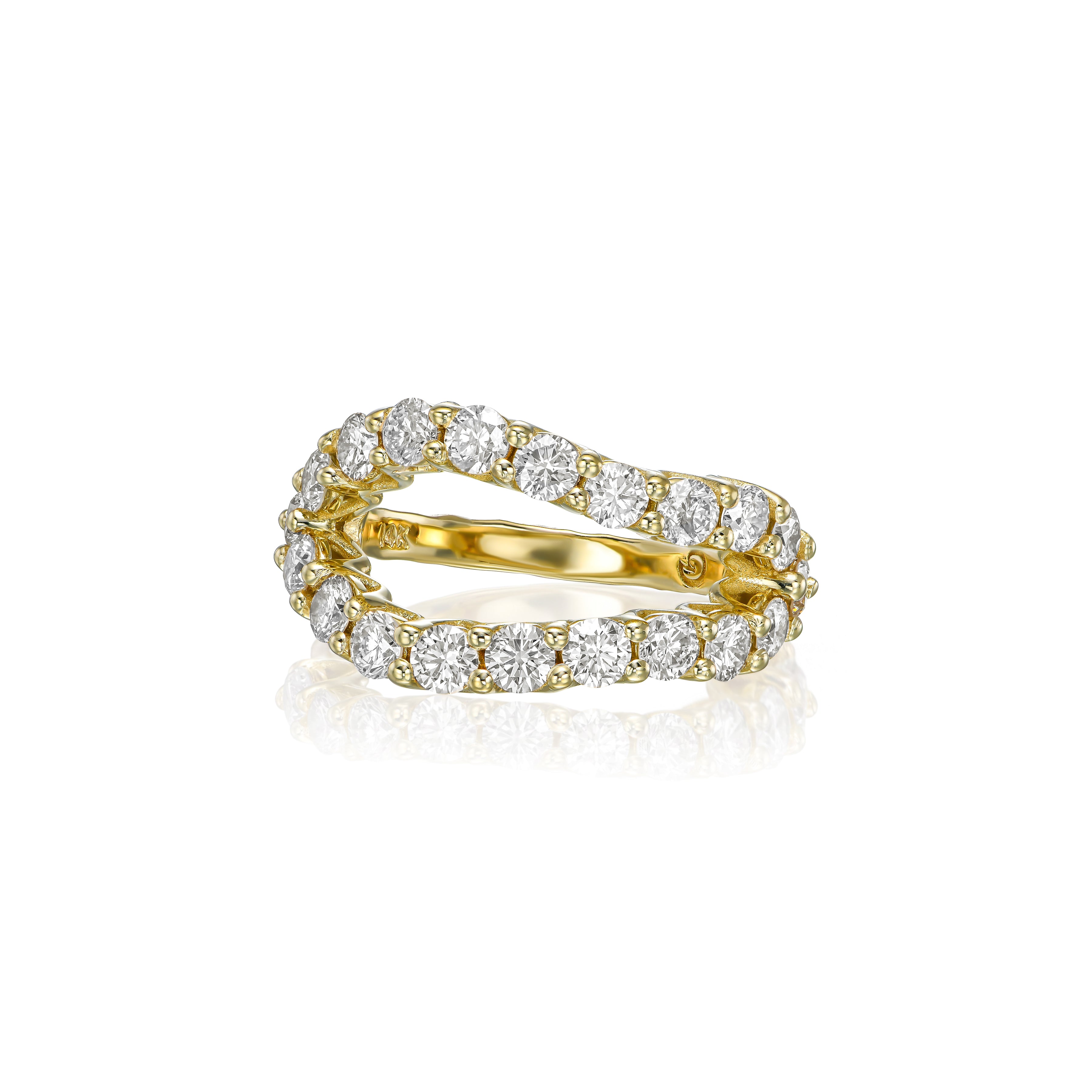 Bold Adama infinity ring with round natural diamonds set in hand-carved textured 14K yellow gold.