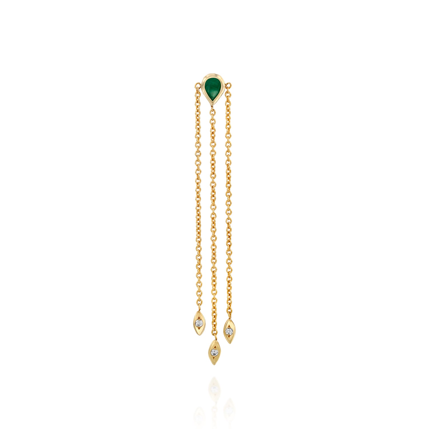 Long Luna Earring- Emerald