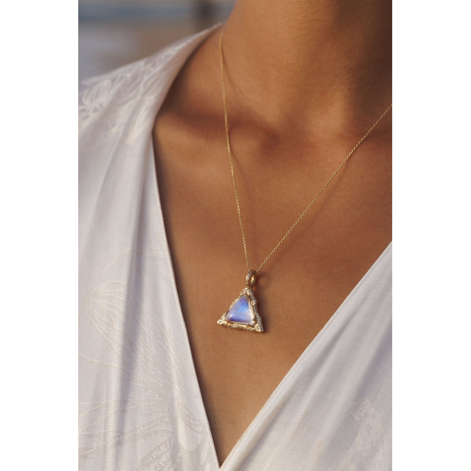 Hecate Necklace - Moonstone &amp; Diamonds
