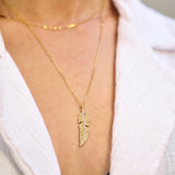 Long Gold & Diamonds feather necklace - Danielle Gerber Freedom Jewelry