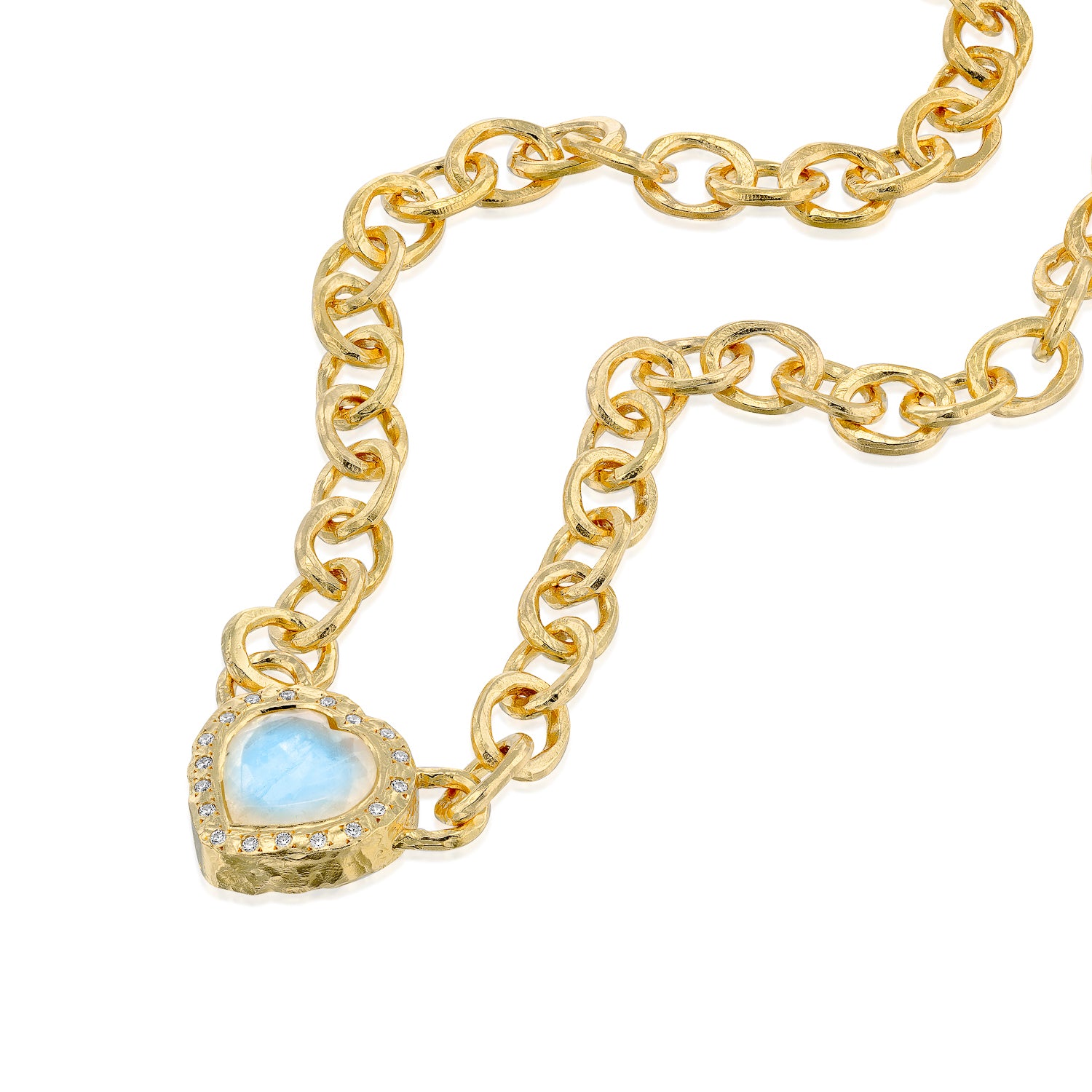 Inanna Links Necklace - Moonstone &amp; Diamonds - Danielle Gerber Freedom Jewelry