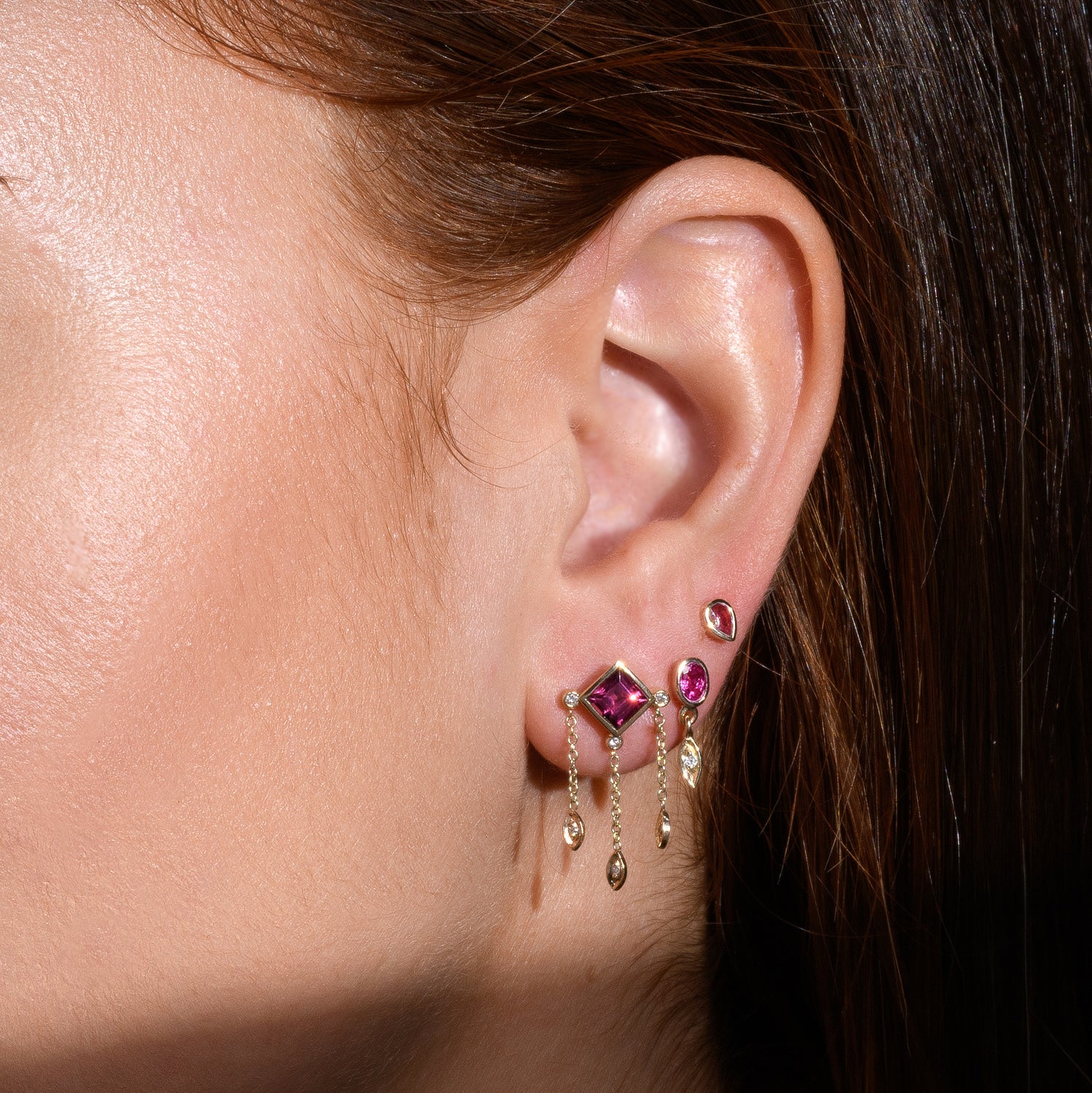 Shakti Earring &amp; Pink Tourmaline  - one of a kind - Danielle Gerber Freedom Jewelry