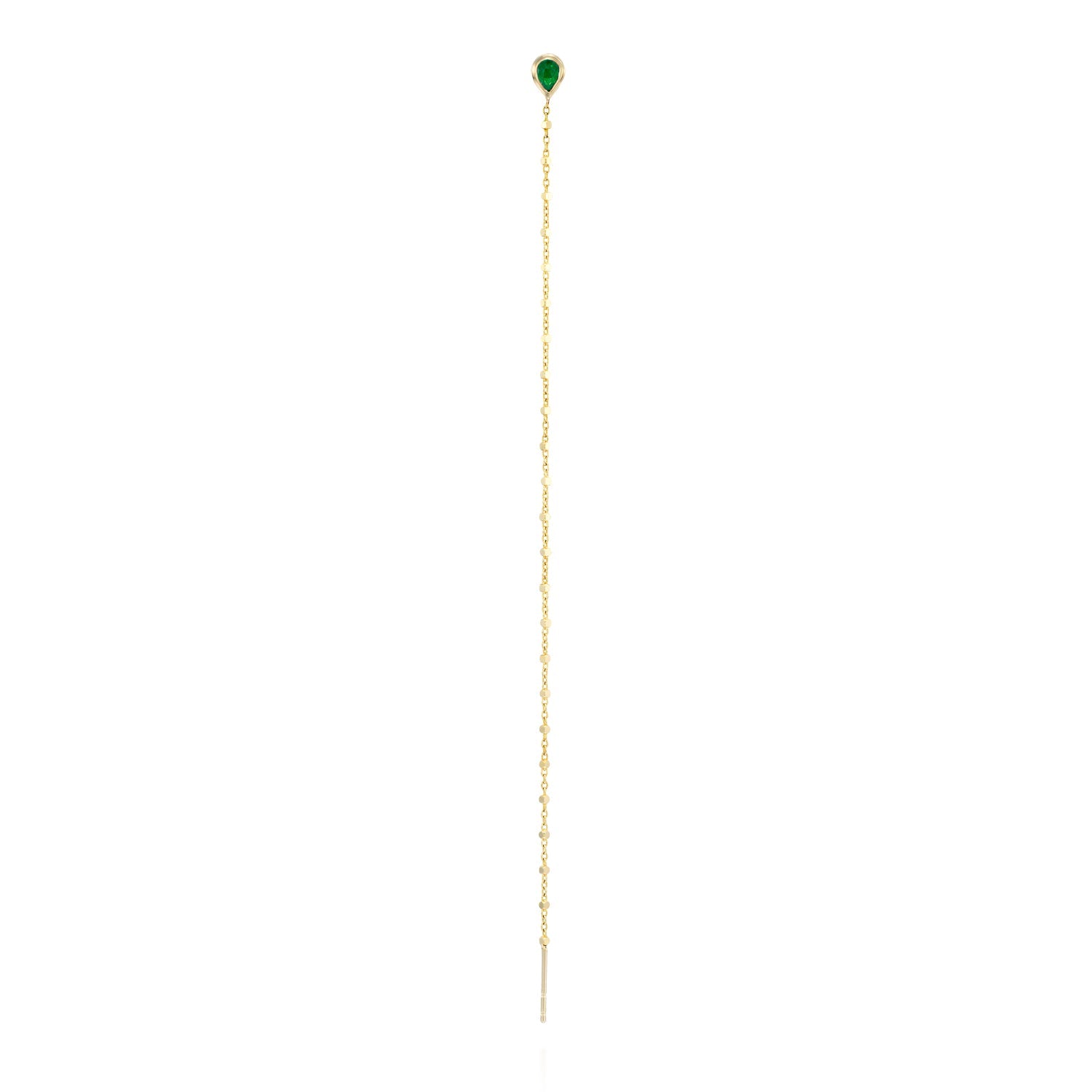 Long ball chain pear stud- Emerald