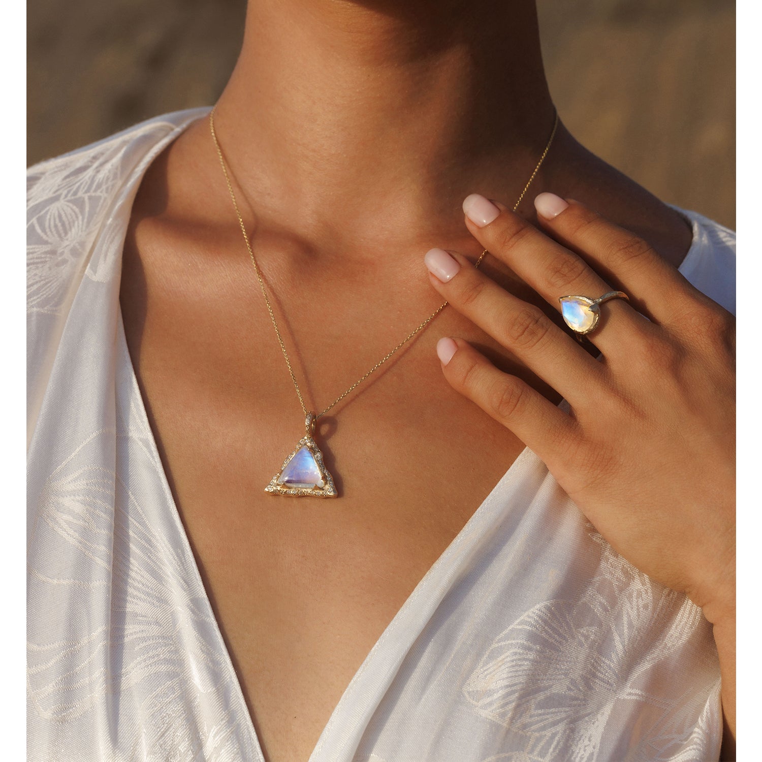 Hecate Necklace - Moonstone &amp; Diamonds
