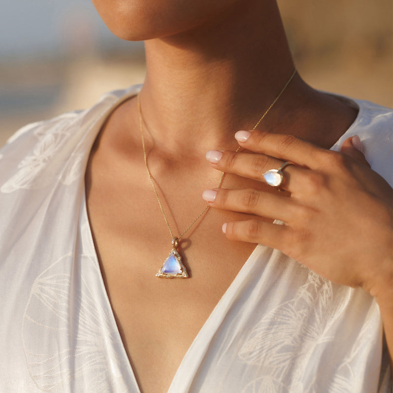 Hecate Necklace - Moonstone & Diamonds