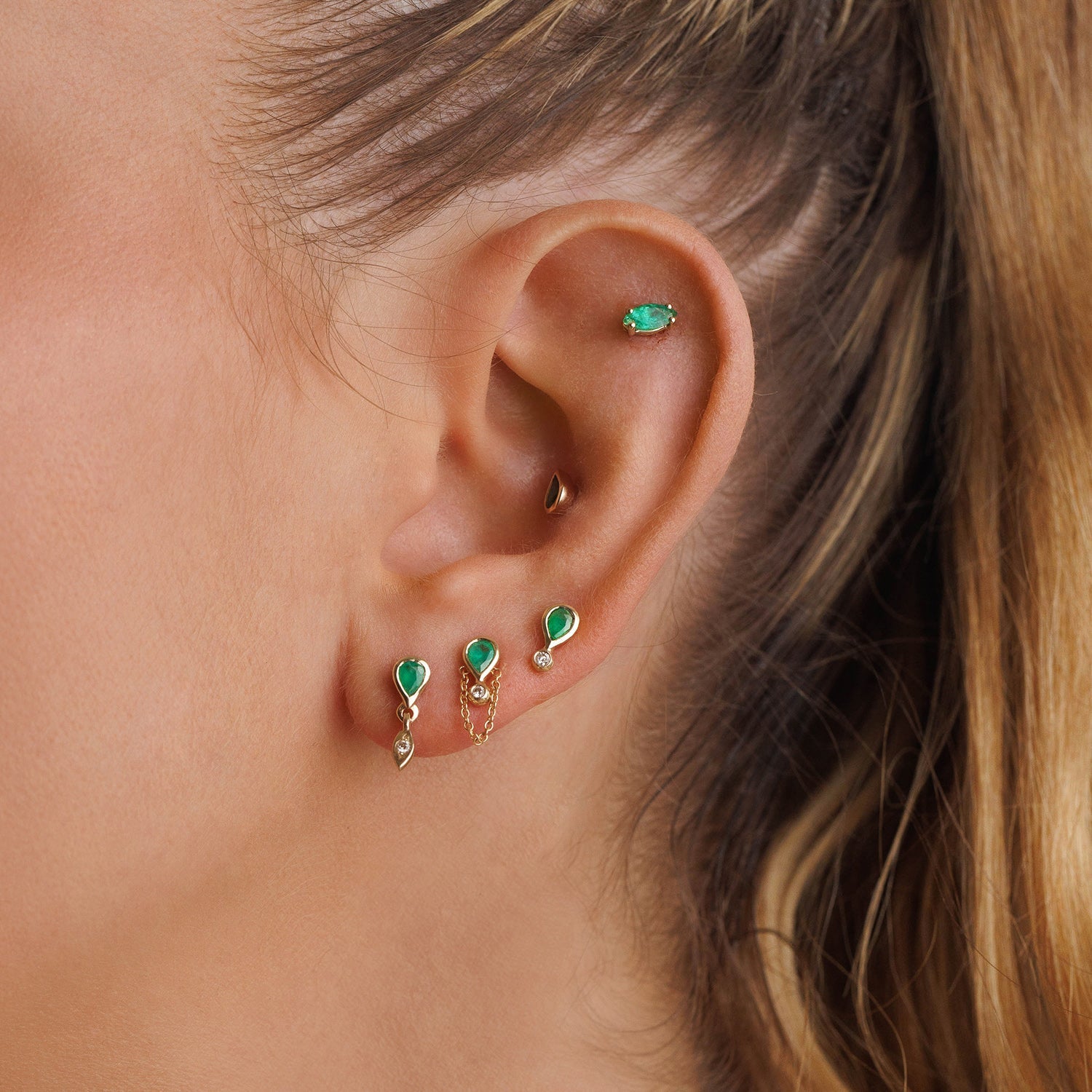 Jolene earring - Emerald &amp; diamond