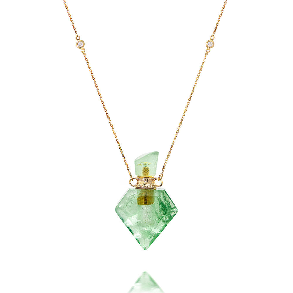 potion bottle - diamond green fluorite - 14K gold - Danielle Gerber Freedom Jewelry
