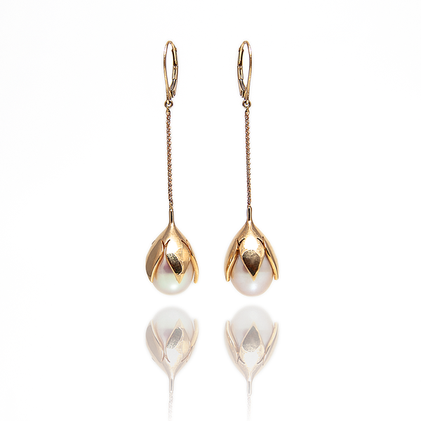 Lotus & Pearl Earrings - Danielle Gerber Freedom Jewelry