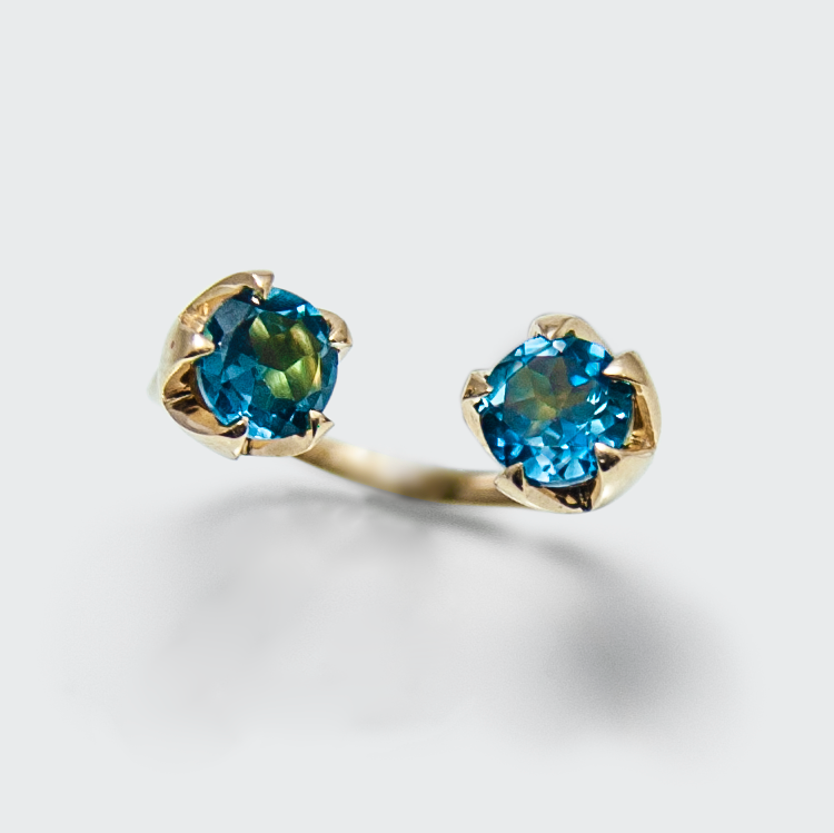 Open lotus ring - Blue London Topaz - Danielle Gerber Freedom Jewelry
