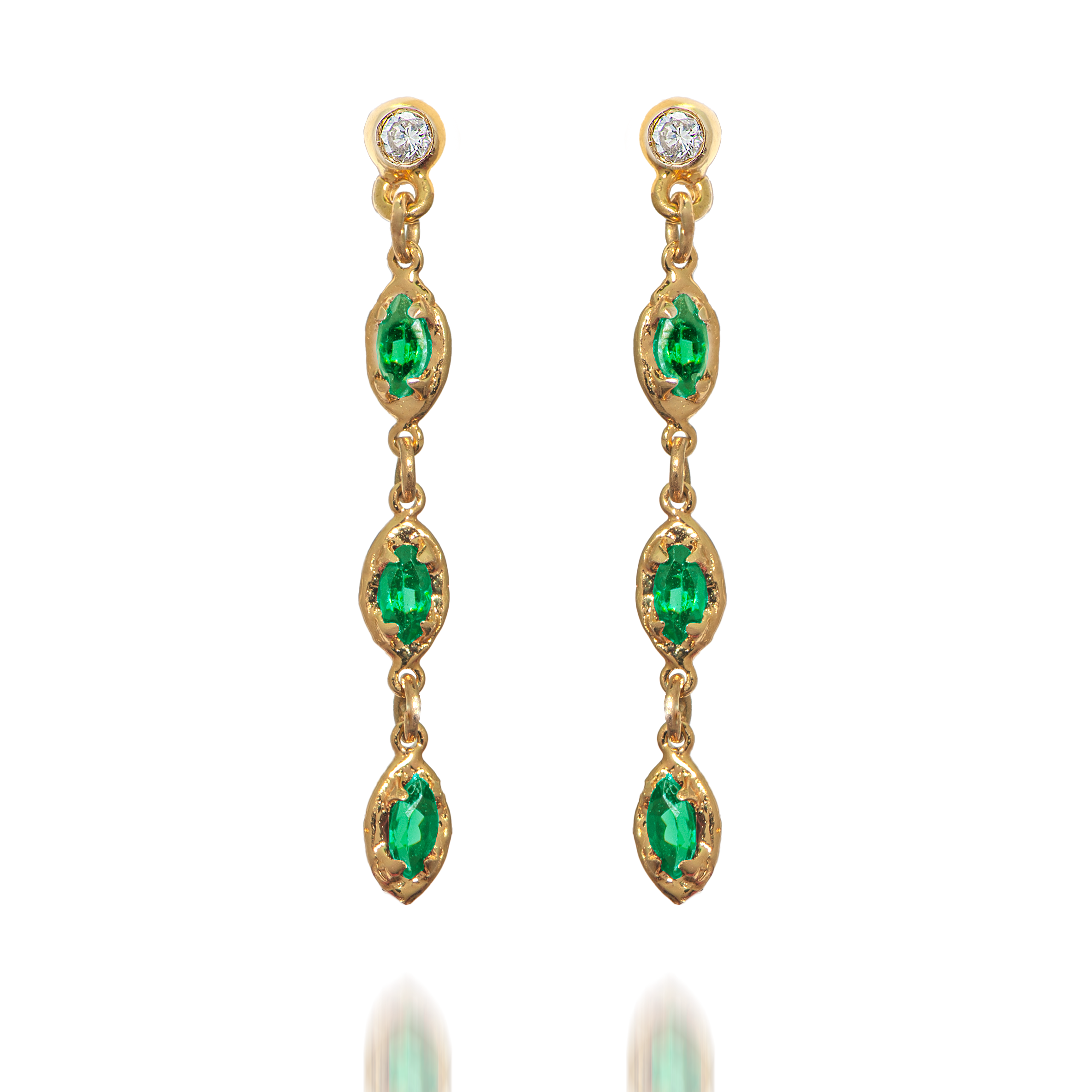 Anat earrings - emerald & diamonds - Danielle Gerber Freedom Jewelry