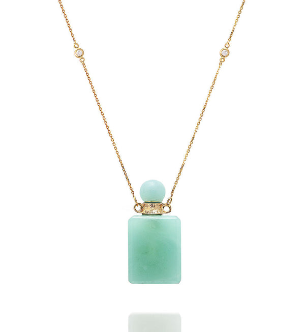 Potion bottle - Amazonite rectangle - 14K gold - Danielle Gerber Freedom Jewelry