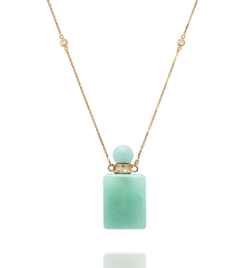 Potion bottle - Amazonite rectangle - 14K gold - Danielle Gerber Freedom Jewelry