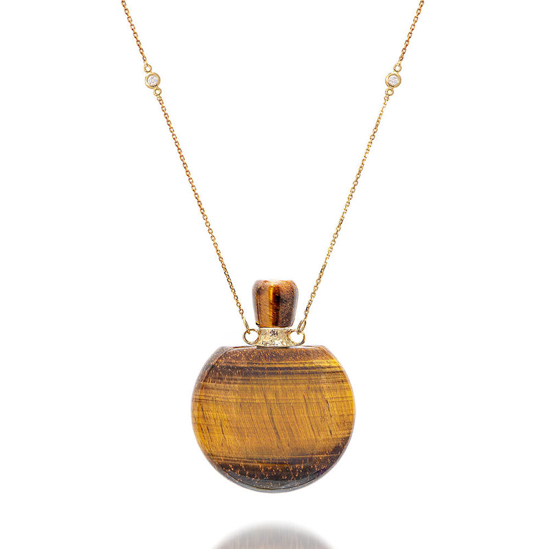 Potion bottle - Tiger's Eye medium size - 14K gold - Danielle Gerber Freedom Jewelry