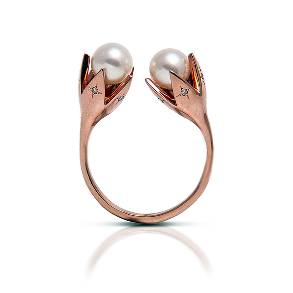 Lotus Pearls Ring - Rose Gold - Danielle Gerber Freedom Jewelry