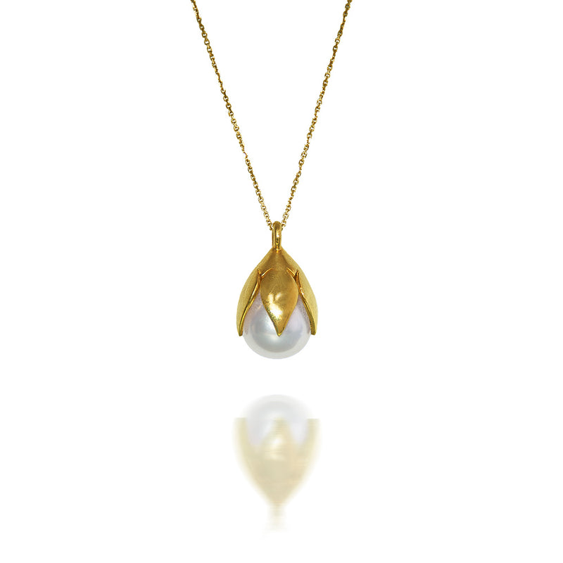 Gold Lotus Pearl Necklace - Danielle Gerber Freedom Jewelry