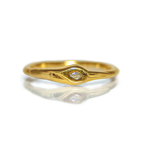 Petite Crane Ring -14K Gold with diamond - Danielle Gerber Freedom Jewelry