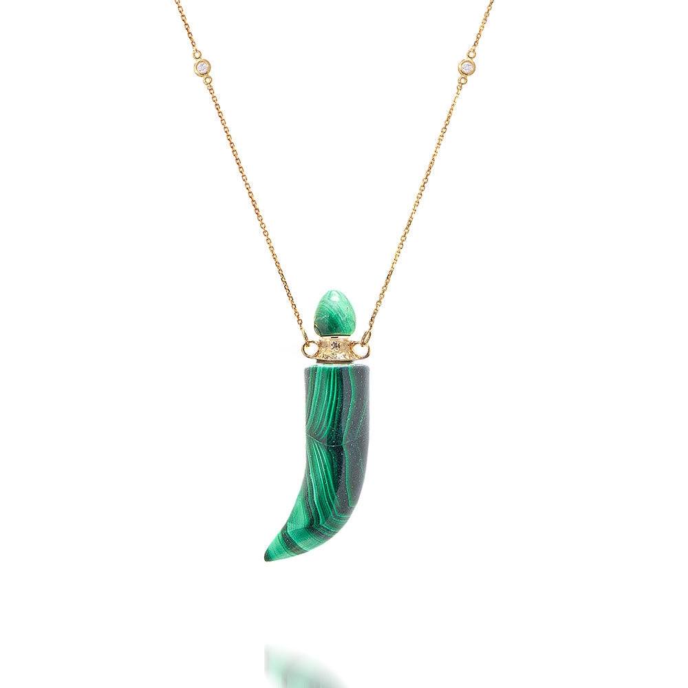 potion bottle -  Malachite Horn - 14K gold - Danielle Gerber Freedom Jewelry