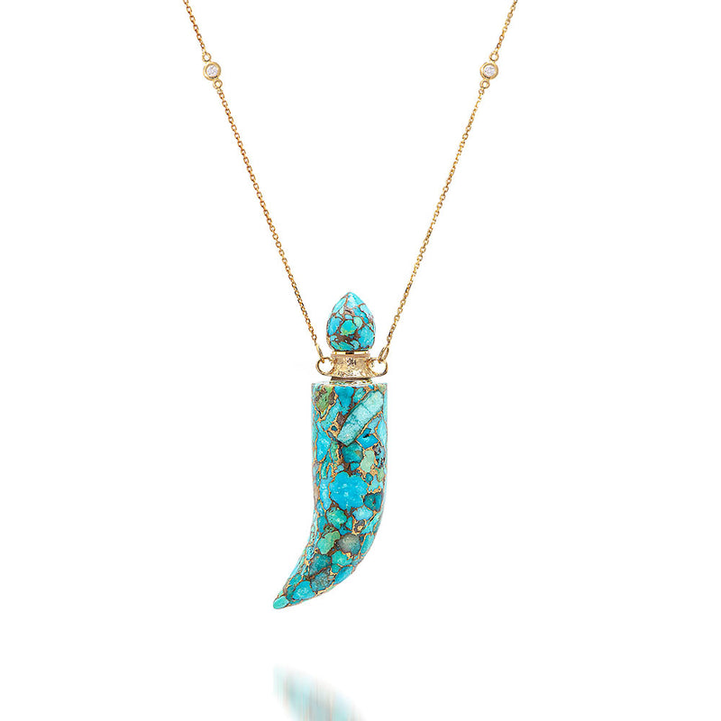 potion bottle -  Turquoise Horn - 14K gold - Danielle Gerber Freedom Jewelry