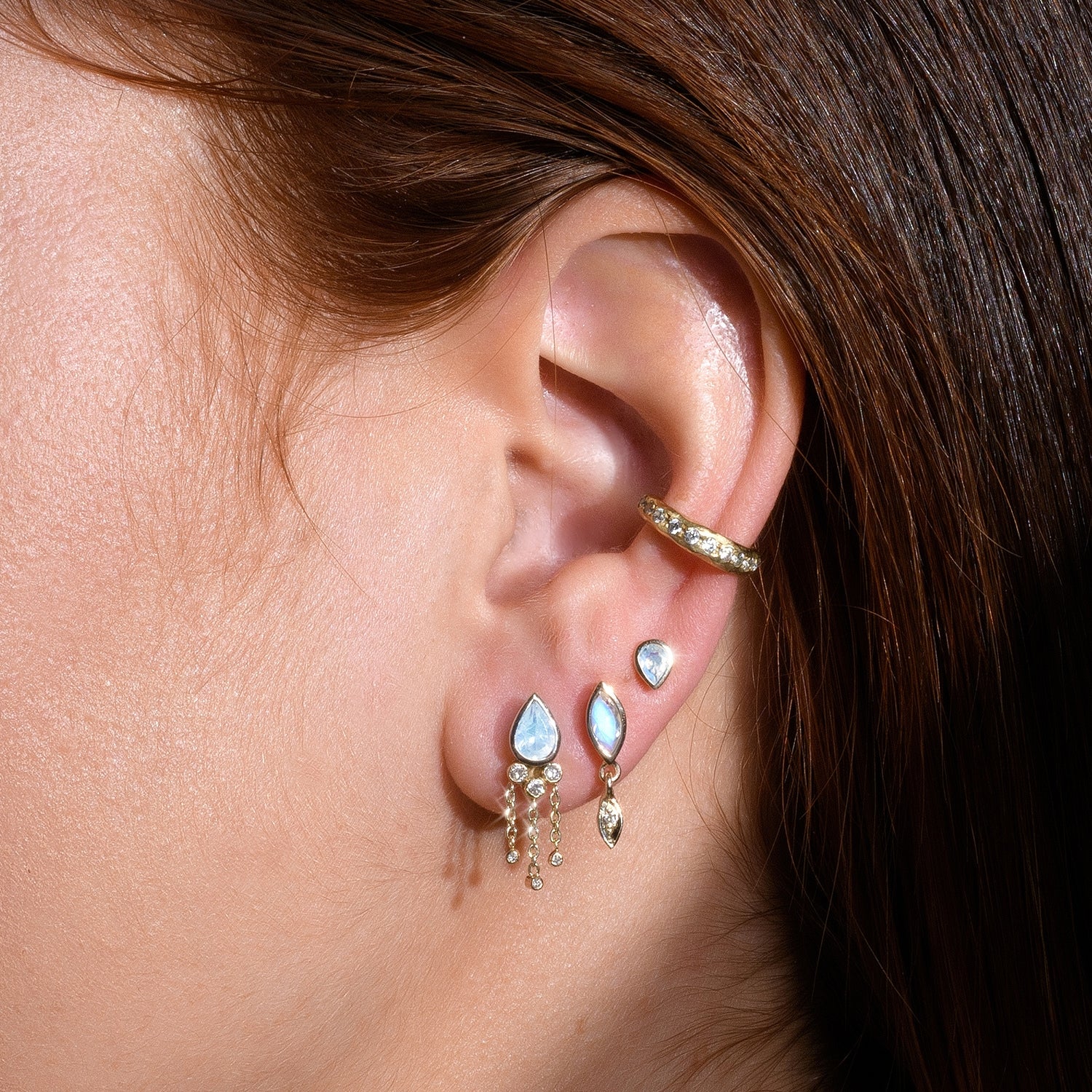 Ratri Earring & Moonstone - one of a kind - Danielle Gerber Freedom Jewelry