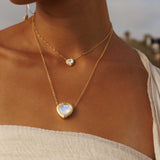 Baby Inanna Necklace - Moonstone & Diamonds
