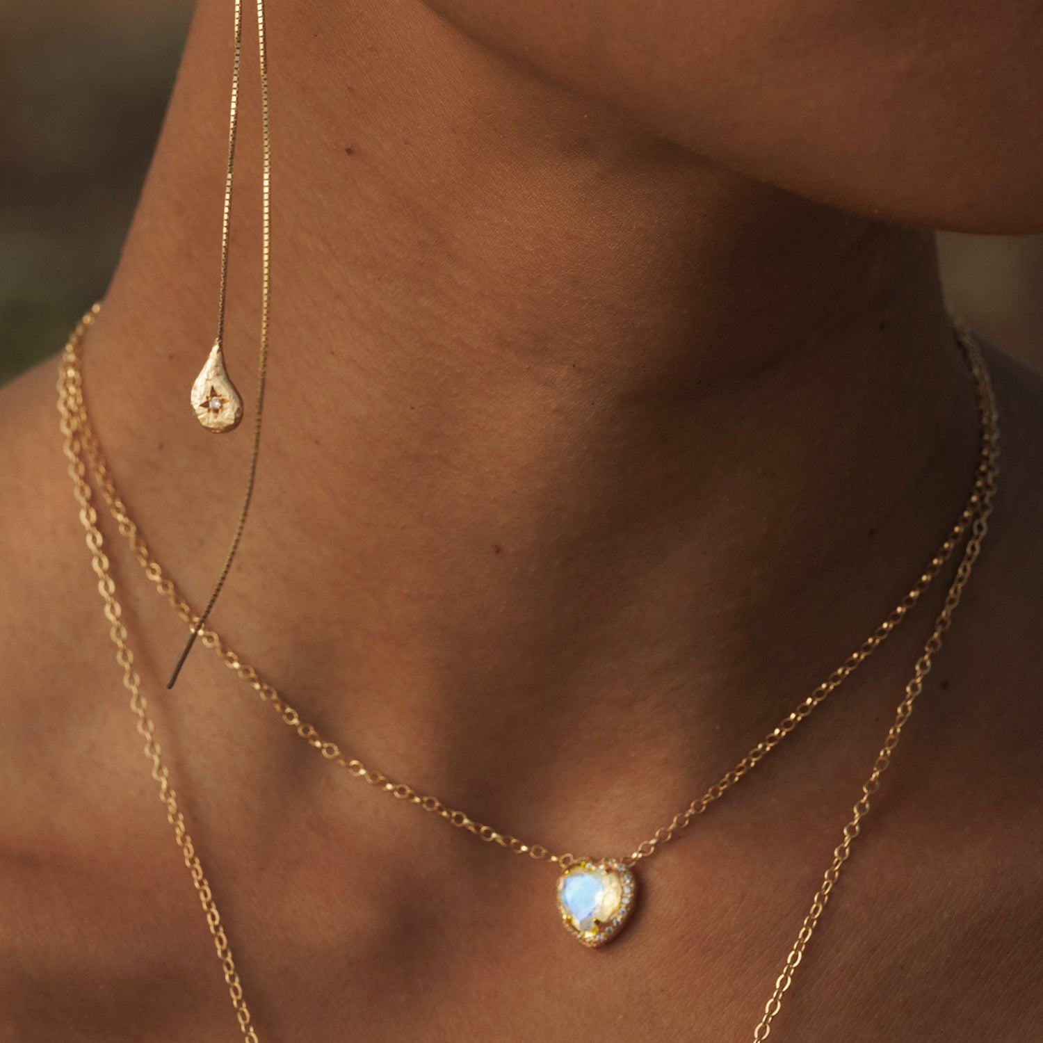 Baby Inanna Necklace - Moonstone &amp; Diamonds - Danielle Gerber Freedom Jewelry