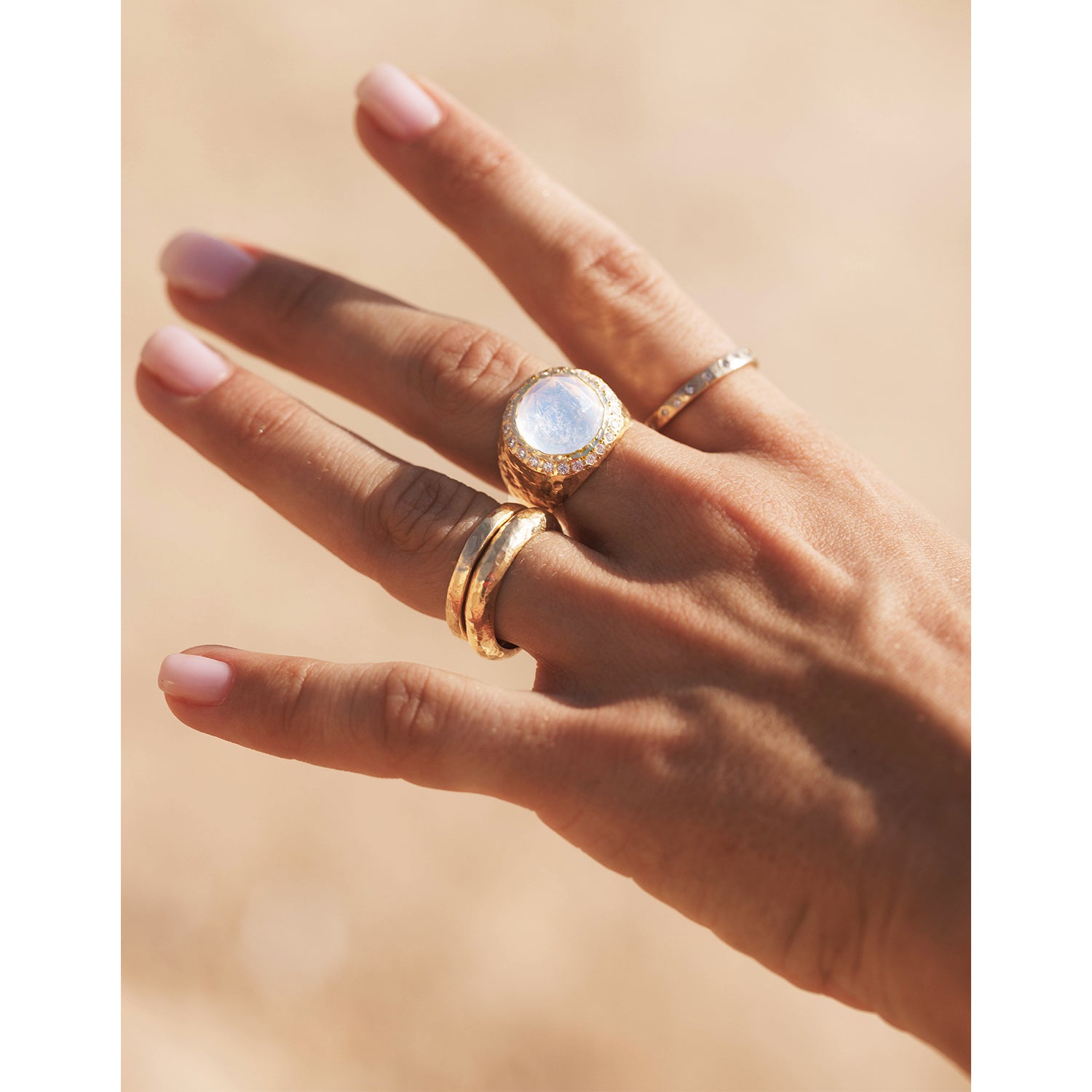 Theia Ring -  Moonstone &amp; Diamonds - Danielle Gerber Freedom Jewelry
