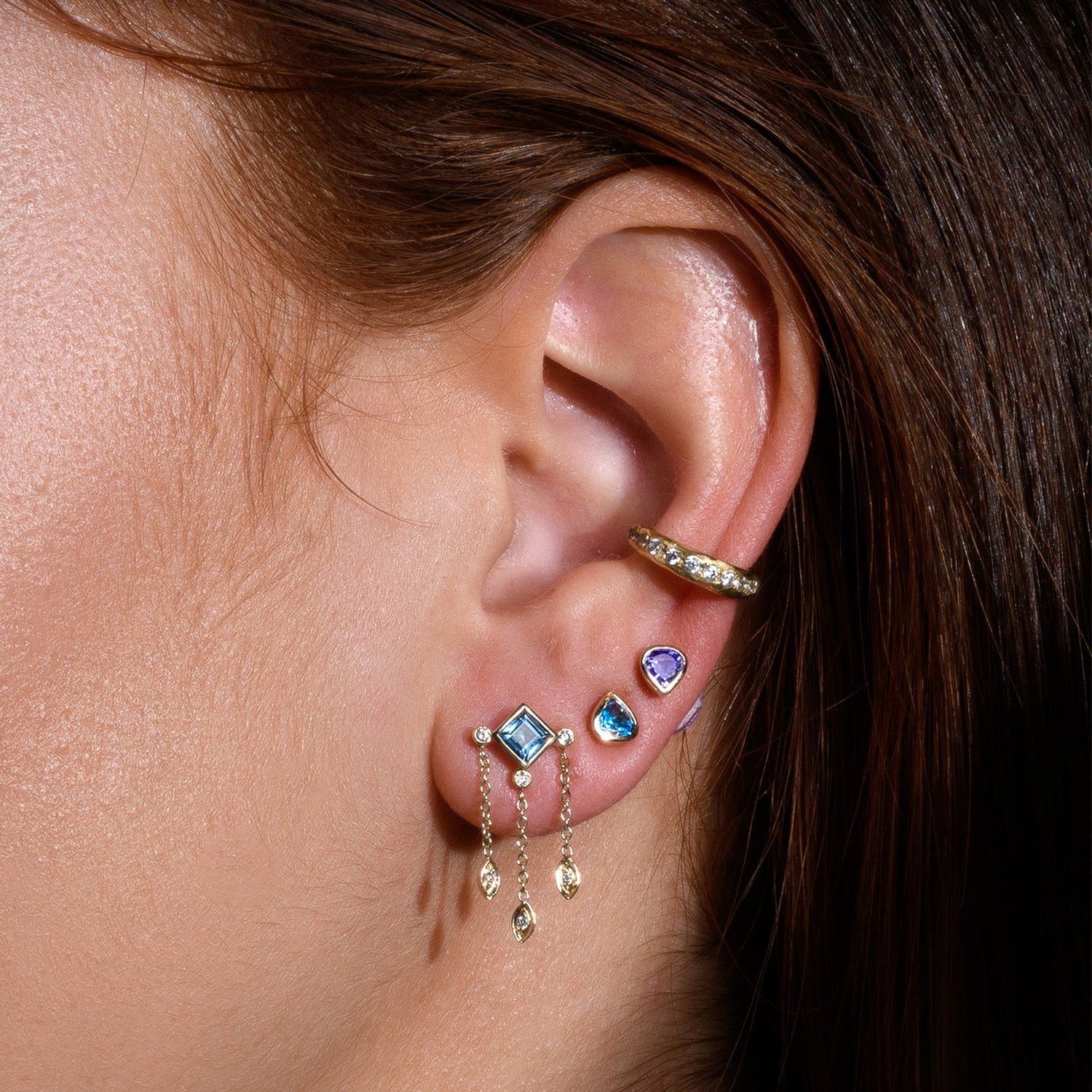 Dharamsala Earring &amp; London Topaz  - one of a kind - Danielle Gerber Freedom Jewelry