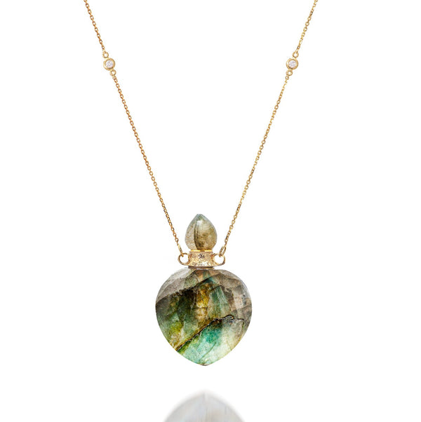 Potion bottle - Labradorite Heart - 14K GOLD - Danielle Gerber Freedom Jewelry
