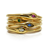 Petite Crane Ring - 14K Gold and Emerald - Danielle Gerber Freedom Jewelry