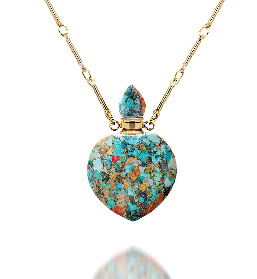 potion in a bottle - heart Coral Turquoise - Danielle Gerber Freedom Jewelry