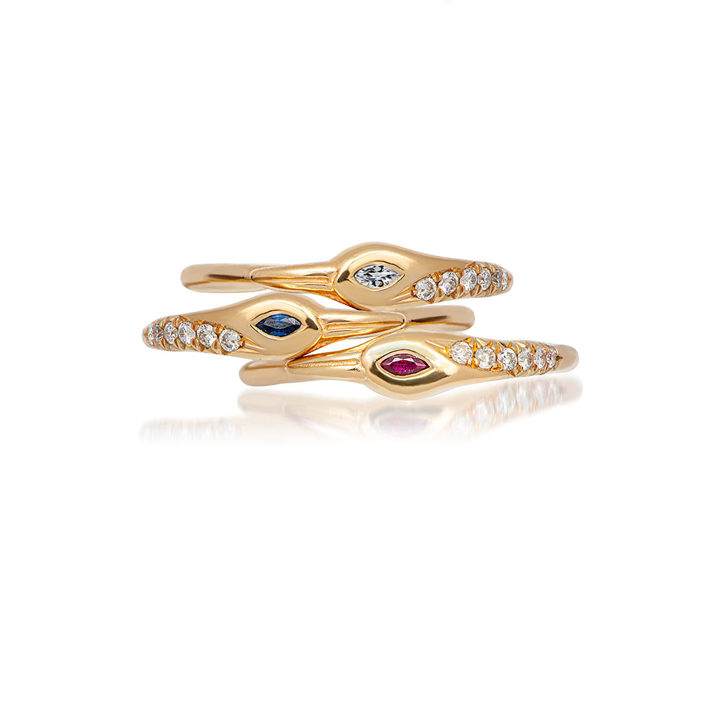 Petite Crane Ring - Sapphire &amp; diamonds - Danielle Gerber Freedom Jewelry
